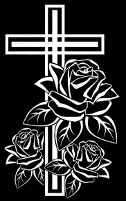 Крест с розами - картинки для гравировки